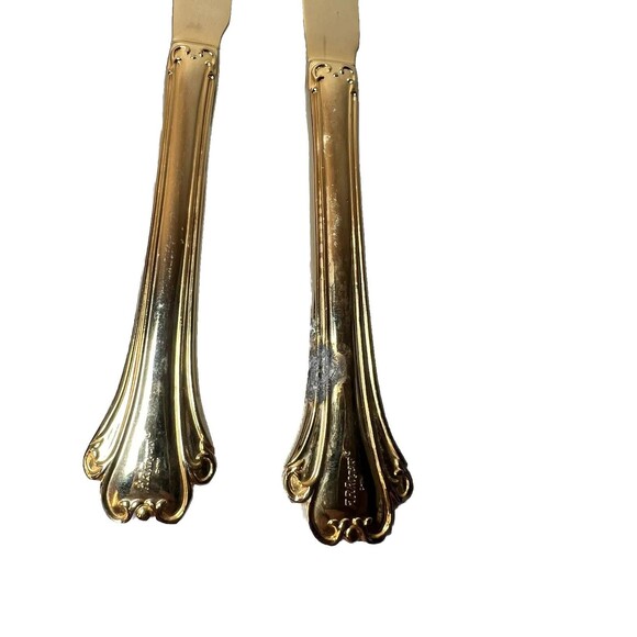 FB Rogers Golden Plated Electroplate American Chipendale Flat 5 Butter Cutters - Picture 9 of 14